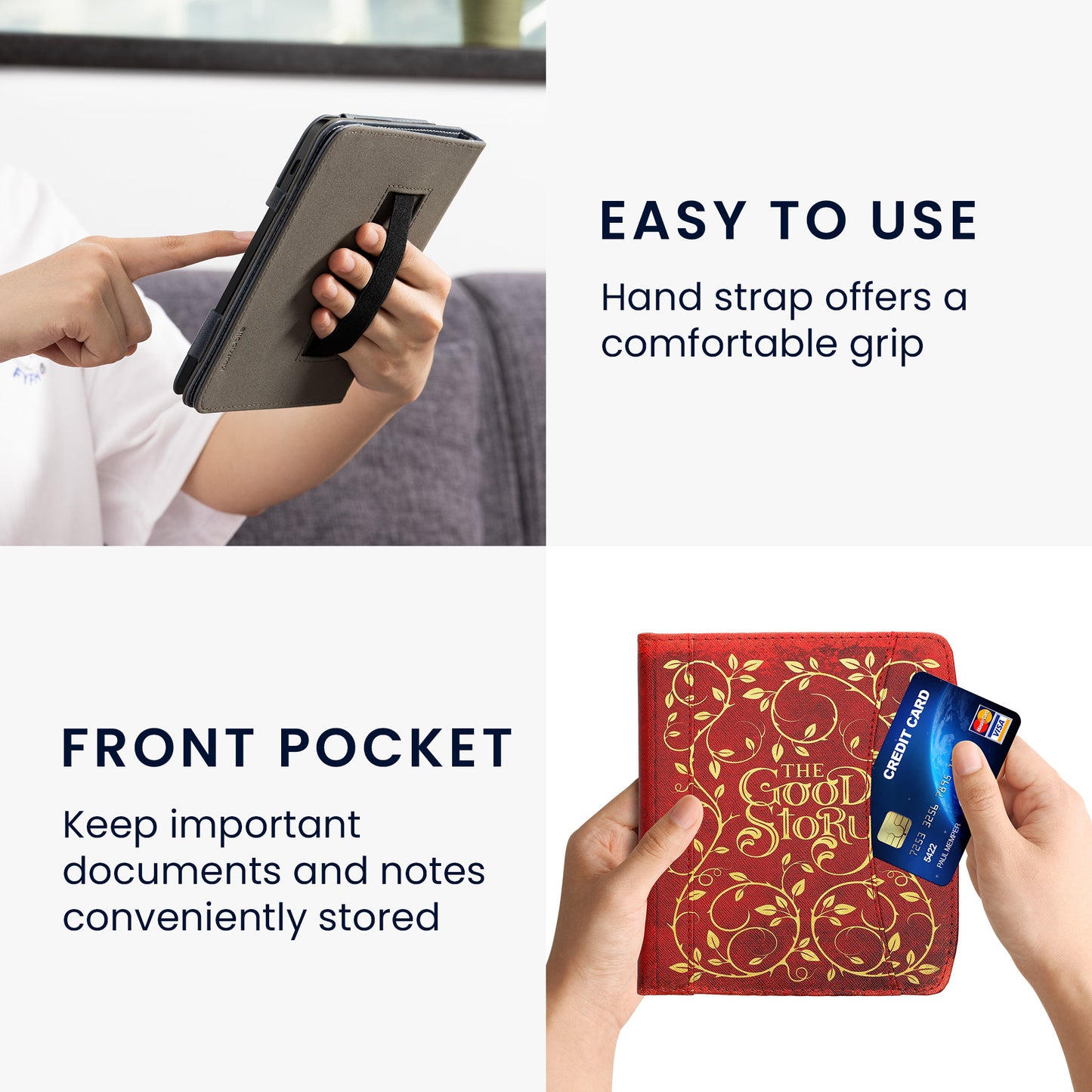 kwmobile Flip Hülle kompatibel mit Pocketbook Era / Era Color - Vorderfach Handschlaufe