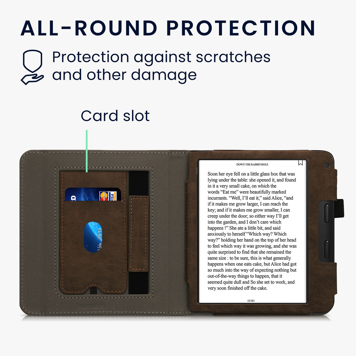 Tolino Vision 6 mit Handschlaufe Flip Case Herz Braun