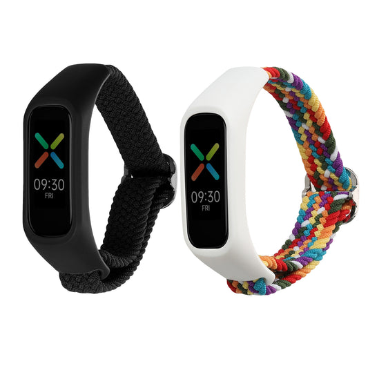 kwmobile 2x Uhrenarmband für Oppo Band Sport Armband - Fitnesstracker Band Set aus Nylon - Ersatzarmband Smartwatch - Schwarz Mehrfarbig Schwarz  [dsg04]