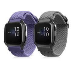 kwmobile 2x Uhrenarmband für Garmin Venu Sq Music / Sq Armband - Fitnesstracker Band Set aus Nylon - Ersatzarmband Smartwatch - Grau Lavendel Grau  [dsg02]