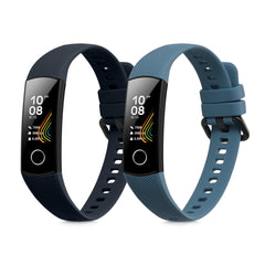 kwmobile 2x Uhrenarmband für HONOR Band 5 / Band 4 Armband - Fitnesstracker Band Set aus TPU Silikon - Ersatzarmband Smartwatch - Dunkelblau Blaugrau Dunkelblau  [dsg05]