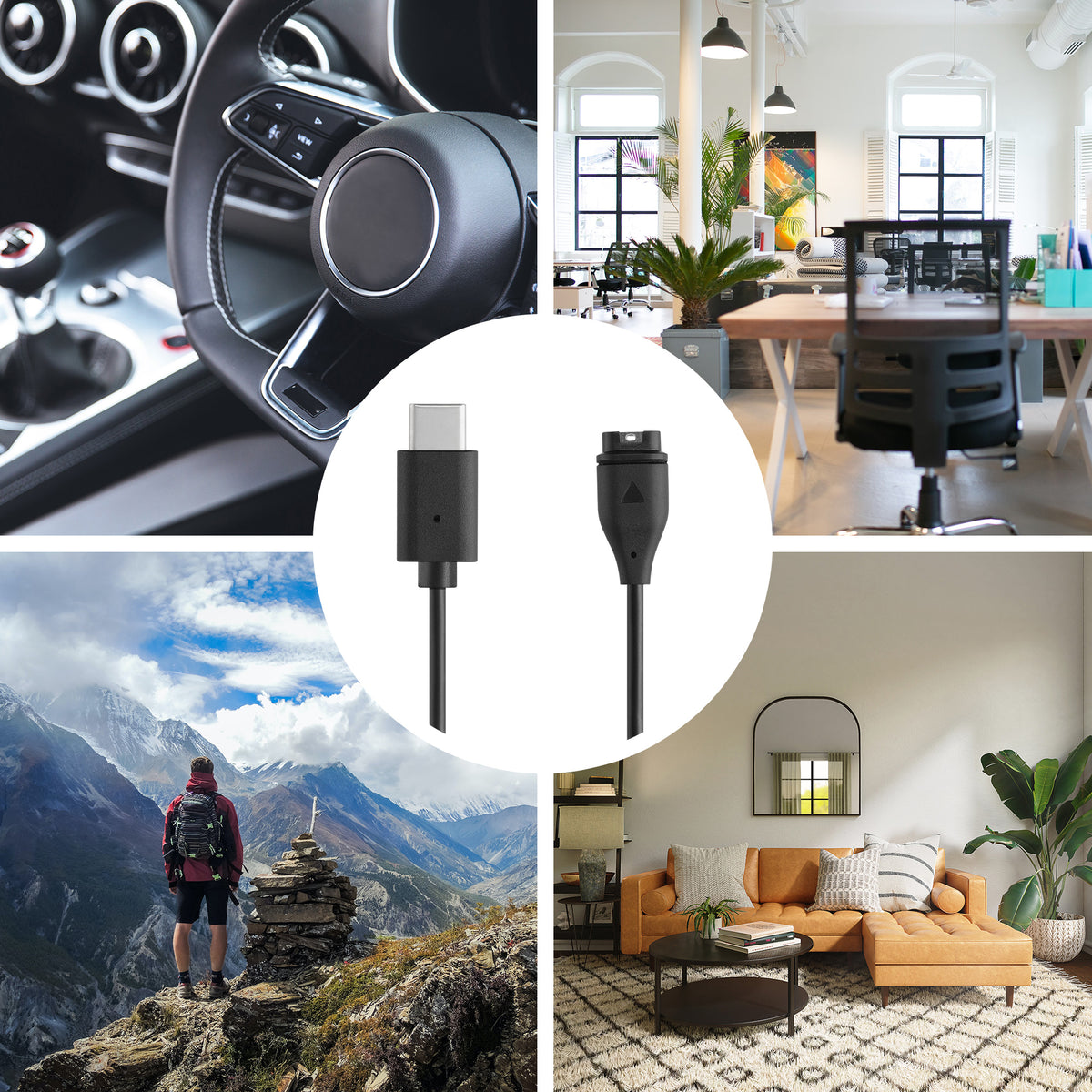 kwmobile Smartwatch Ladekabel für Garmin Instinct 2 Solar / Instinct 2 / 2X / 2S / Crossover / Tide USB Ladekabel
