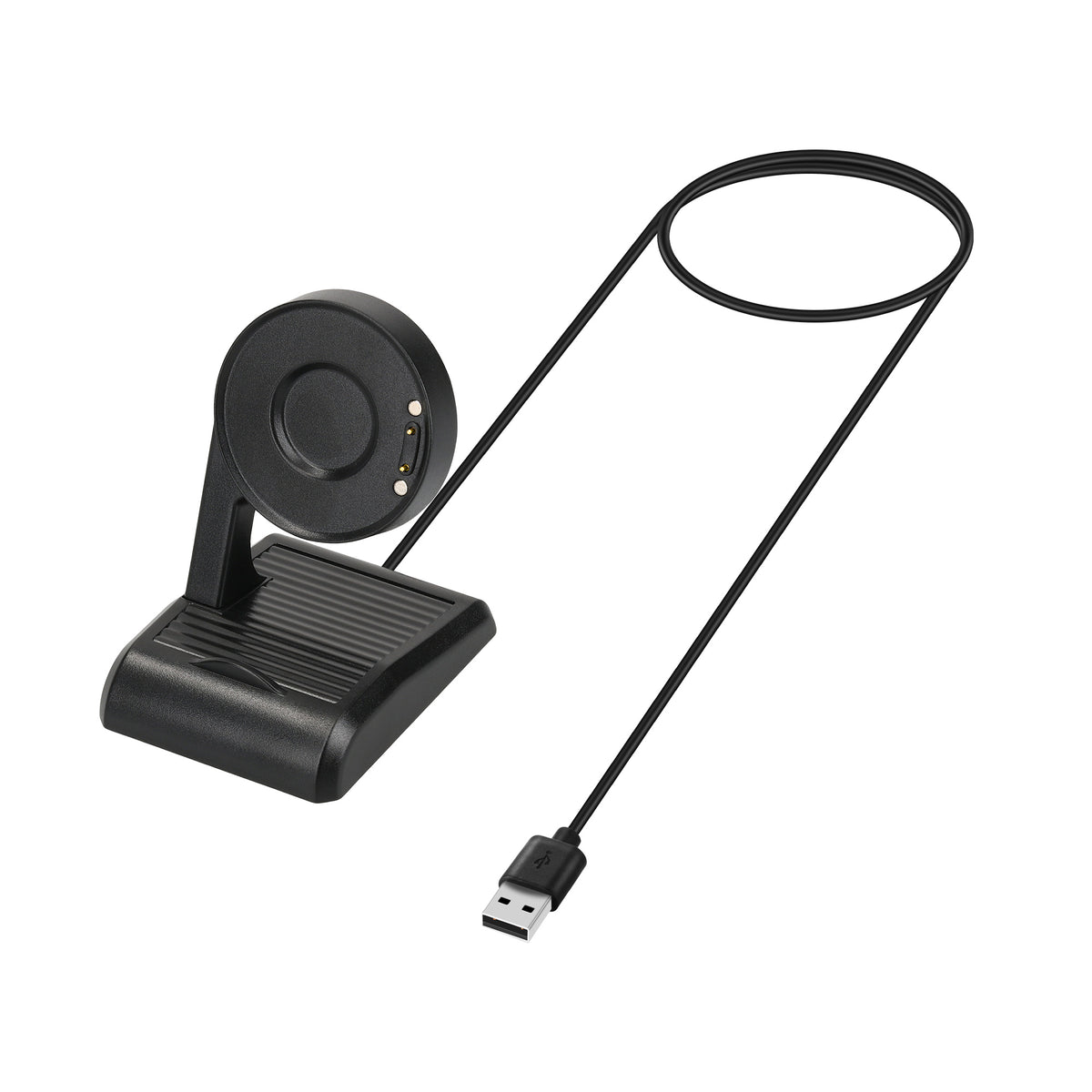 kwmobile USB Ladegerät für Ticwatch Pro 5 / Pro 3 / Pro 3 Lite / E3 Ladekabel - Ersatz Ladegerät für Smartwatch Fitness Tracker mit Standfunktion - Docking Station mit USB Anschluss Schwarz  