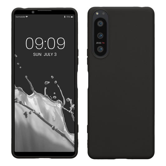 kwmobile Handyhülle für Sony Xperia 5 IV Hülle - TPU Case - Kabelloses Laden - Schutzhülle Cover in Schwarz Schwarz  
