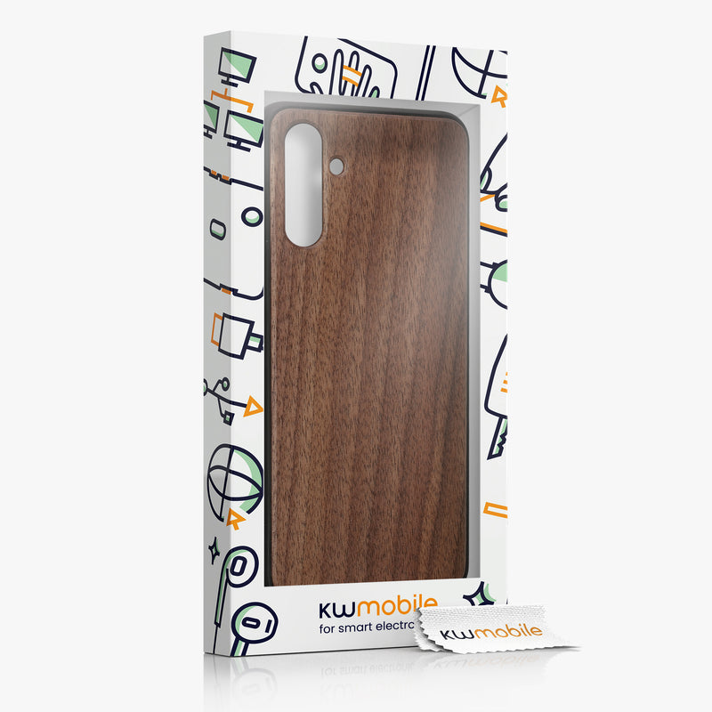 Holzhülle mit TPU Bumper für Samsung Galaxy A04s Walnussholz
