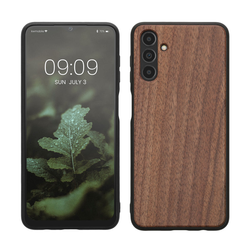 Holzhülle mit TPU Bumper für Samsung Galaxy A04s Walnussholz