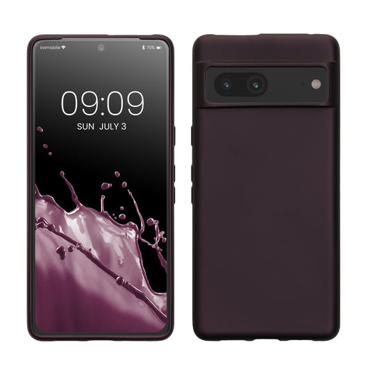kwmobile Handyhülle für Google Pixel 7 Hülle - Silikon Case metallisch schimmernd - Schutzhülle Cover - Metallic Brombeere Metallic Brombeere  