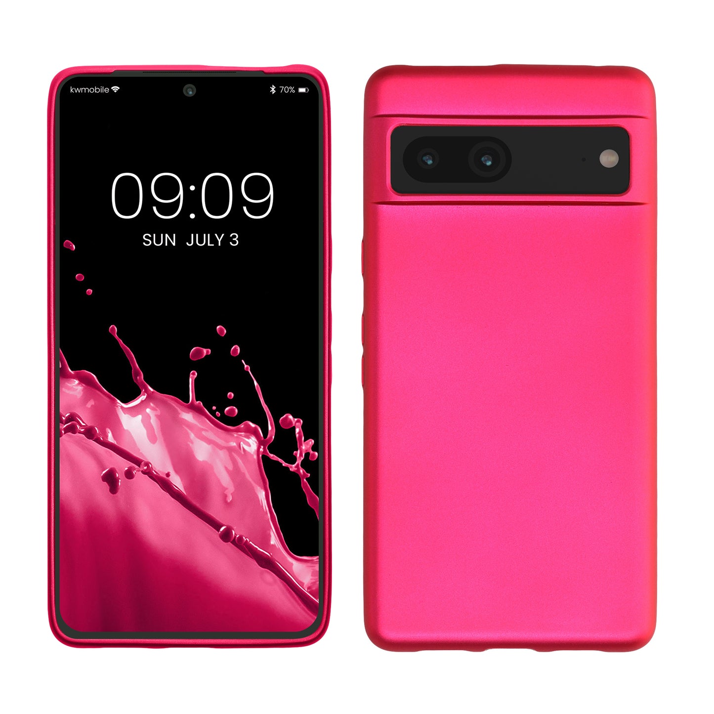 kwmobile Handyhülle für Google Pixel 7 Hülle - Silikon Case metallisch schimmernd - Schutzhülle Cover - Metallic Pink Metallic Pink  