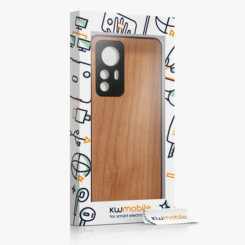 Holzhülle mit TPU Bumper für Xiaomi 12T / 12T Pro Kirschholz