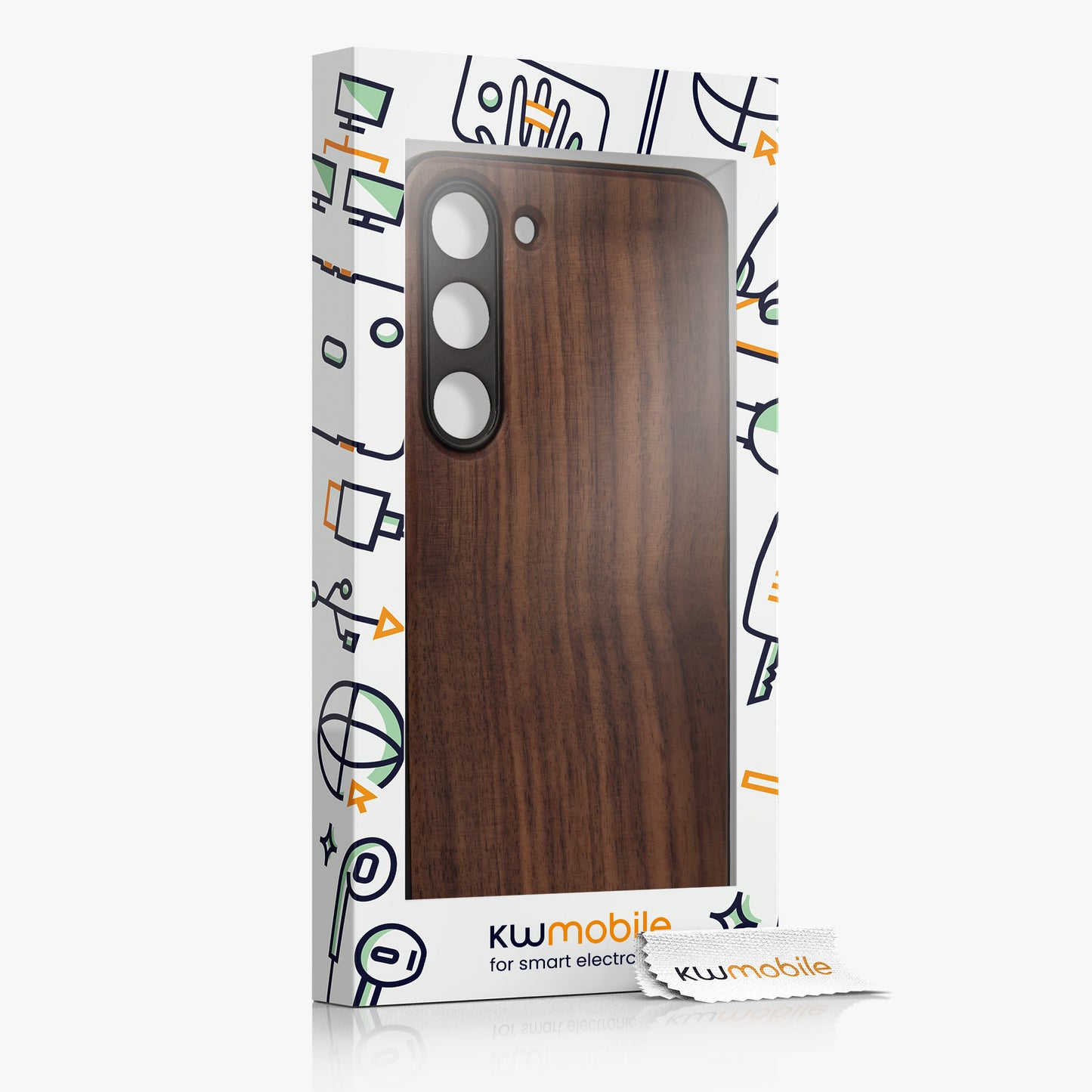 Samsung Galaxy S23 stoßfestes Hardcase mit TPU Bumper Holz Walnuss
