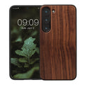 Samsung Galaxy S23 stoßfestes Hardcase mit TPU Bumper Holz Walnuss