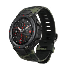 kwmobile Armband kompatibel mit Huami Amazfit T-Rex / T-Rex Pro Armband - Fitnesstracker Sportarmband Band aus TPU und Silikon - Camouflage Schwarz Hellgrün Dunkelgrün Schwarz  [dsg01]