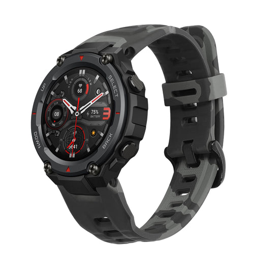 kwmobile Armband kompatibel mit Huami Amazfit T-Rex / T-Rex Pro Armband - Fitnesstracker Sportarmband Band aus TPU und Silikon - Camouflage Dunkelgrau Schwarz Hellgrau Dunkelgrau  [dsg02]