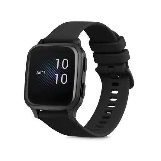 kwmobile Silikon Uhrenarmband für Garmin Venu Sq Music / Sq Armband - Ersatzarmband für Fitnesstracker - Wechselarmband Smartwatch - Schwarz Schwarz  