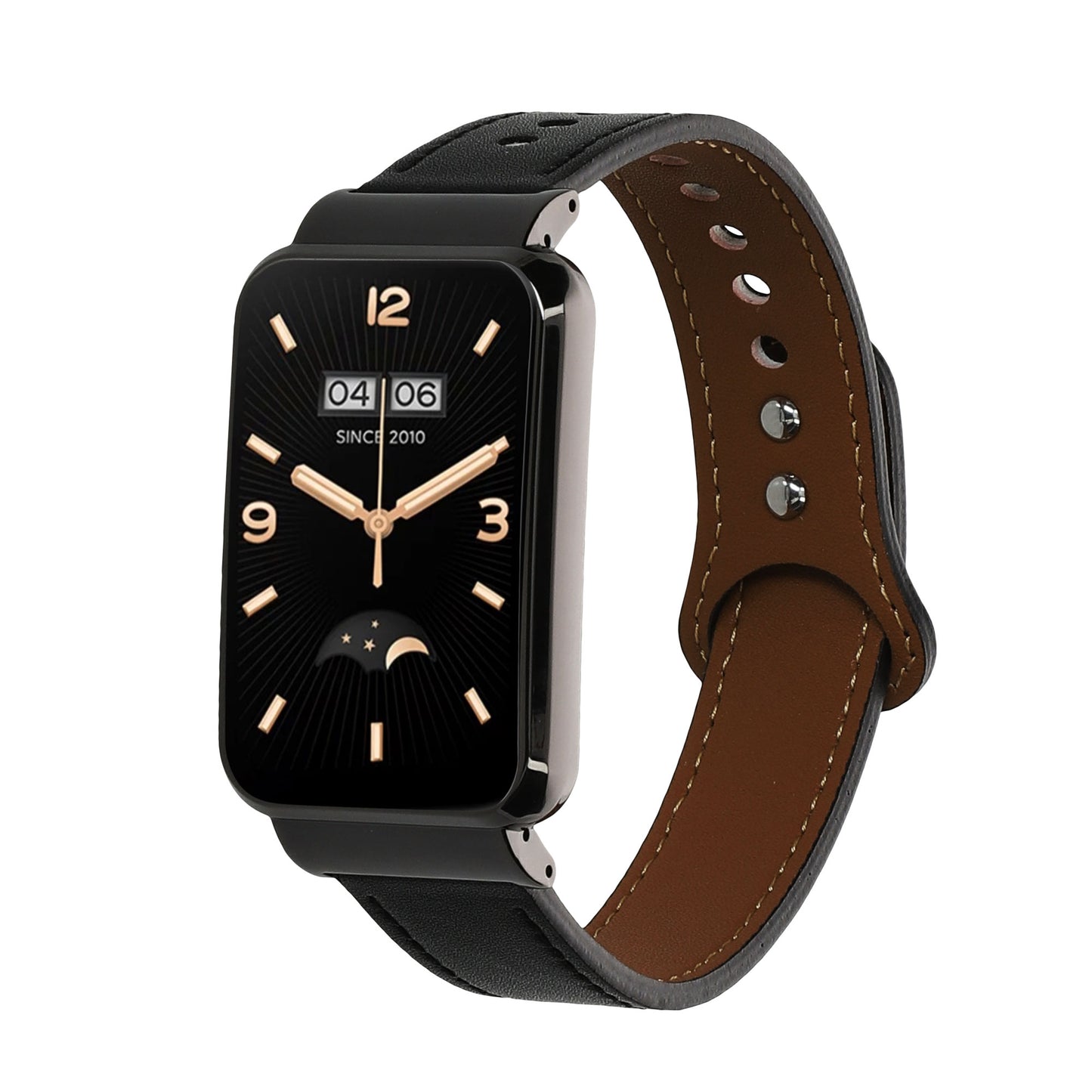 kwmobile Echtleder Uhrenarmband für Xiaomi Mi Band 7 Pro Armband - Ersatzarmband für Fitnesstracker - Wechselarmband Smartwatch - Schwarz Braun Schwarz  