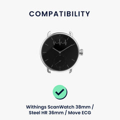 kwmobile Uhrenarmband für Withings ScanWatch 38mm / Steel HR 36mm / Move ECG Armband - Fitnesstracker Band Set