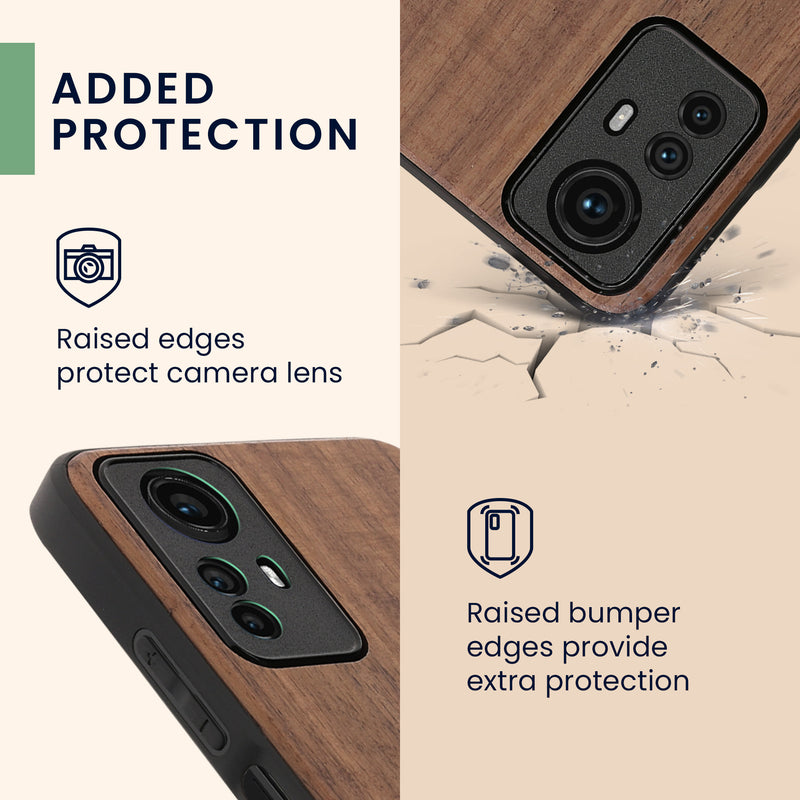 Holz Hardcase mit TPU Bumper für Xiaomi Redmi Note 12S Kompass Vintage