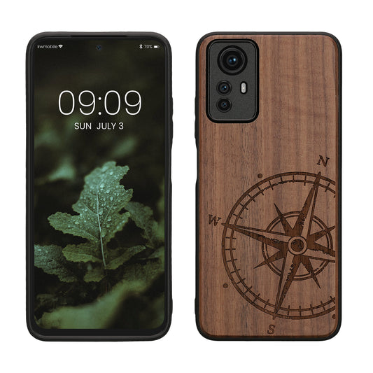 Holz Hardcase mit TPU Bumper für Xiaomi Redmi Note 12S Kompass Vintage