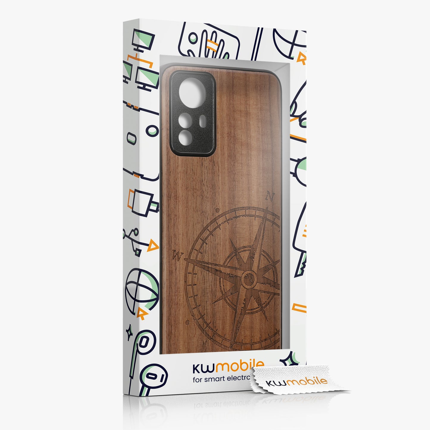 Holz Hardcase mit TPU Bumper für Xiaomi Redmi Note 12S Kompass Vintage