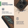Holz Hardcase mit TPU Bumper für Xiaomi Redmi Note 12 Pro 5G Vintage Kompass mit Perlmutt