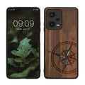 Holz Hardcase mit TPU Bumper für Xiaomi Redmi Note 12 Pro 5G Vintage Kompass mit Perlmutt