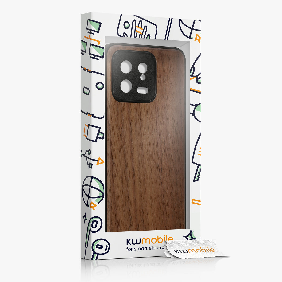 Holzhülle mit TPU Bumper für Xiaomi 13 5G Walnussholz