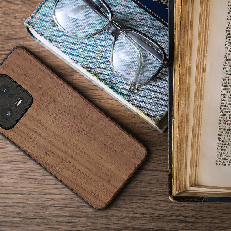 Holzhülle mit TPU Bumper für Xiaomi 13 5G Walnussholz