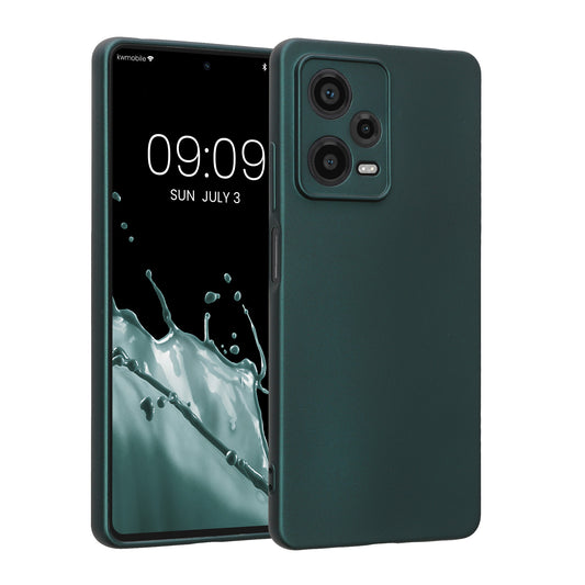 kwmobile Handyhülle für Xiaomi Redmi Note 12 Pro 5G Hülle - weiche Silikon Case metallisch schimmernd - Schutzhülle Cover - Metallic Petrol Metallic Petrol  