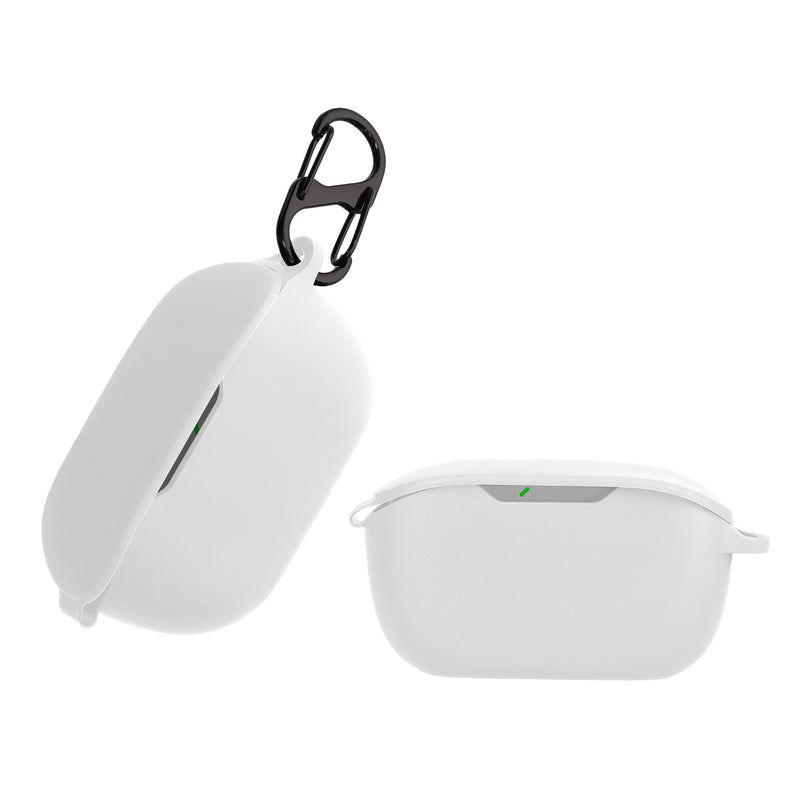 kwmobile Schutzhülle für JBL WAVE BUDS Hülle - TPU Silikon Case für Kopfhörer Ladecase - stoßfestes Cover mit Karabiner - Weiß Weiß  