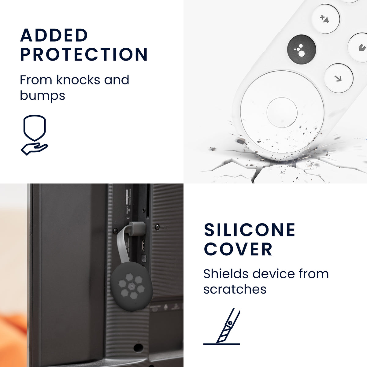 2x Silikon Hülle für Google Chromecast 2020 4K (nicht für New-Generation) Fernbedienung und Streaming Gerät