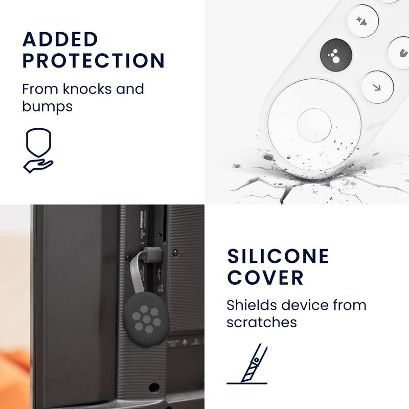 2x Silikon Hülle für Google Chromecast 2020 4K (nicht für New-Generation) Fernbedienung und Streaming Gerät