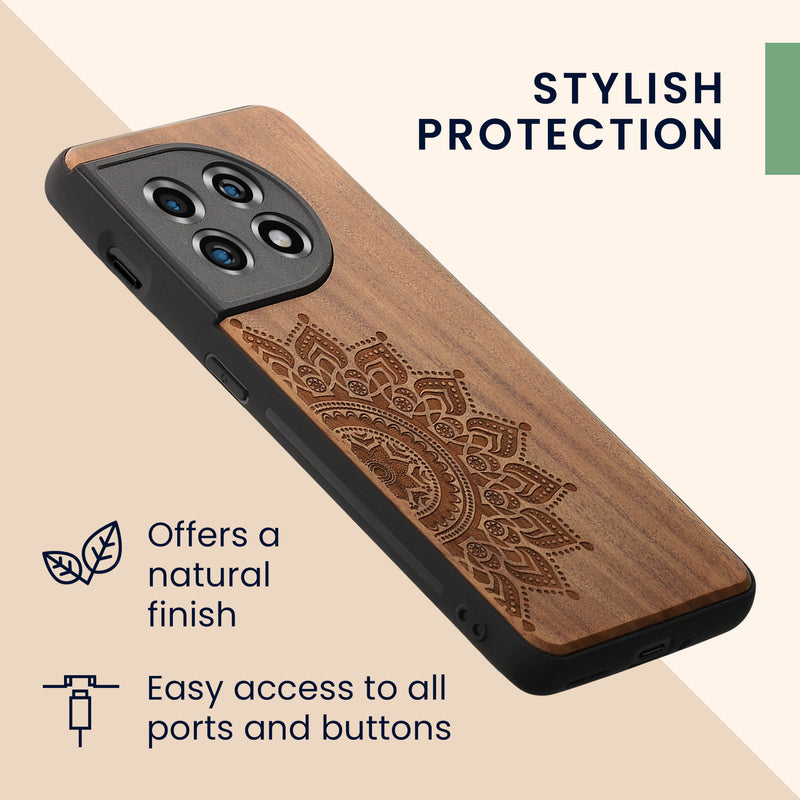 Holz Hardcase mit TPU Bumper für OnePlus 11 Aufgehende Sonne