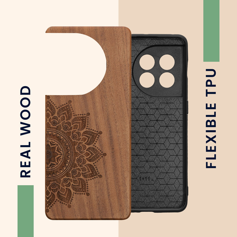 Holz Hardcase mit TPU Bumper für OnePlus 11 Aufgehende Sonne