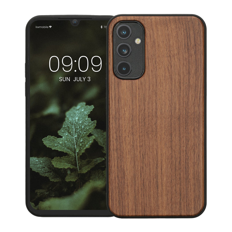 Samsung Galaxy A34 5G stoßfestes Hardcase mit TPU Bumper Holz Walnuss