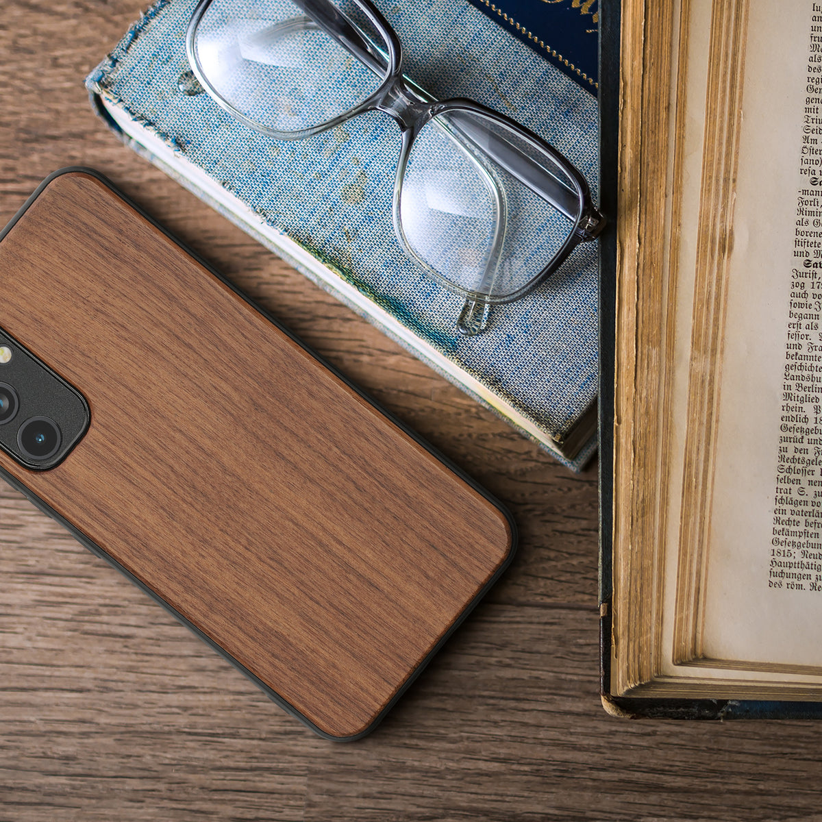 Samsung Galaxy A34 5G stoßfestes Hardcase mit TPU Bumper Holz Walnuss