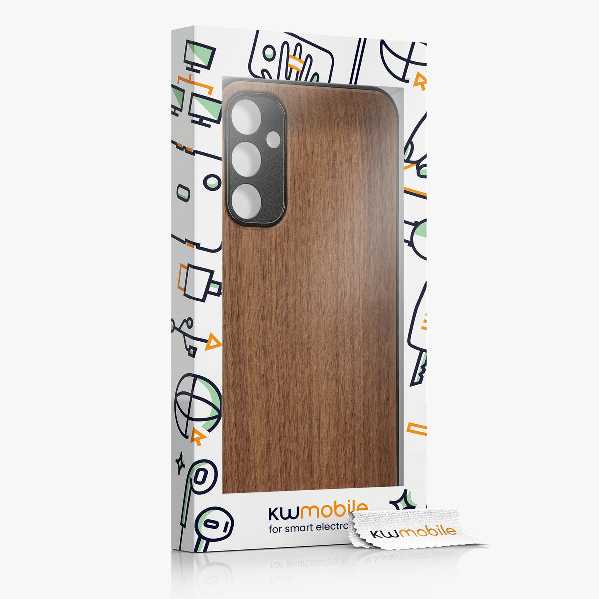 Samsung Galaxy A34 5G stoßfestes Hardcase mit TPU Bumper Holz Walnuss
