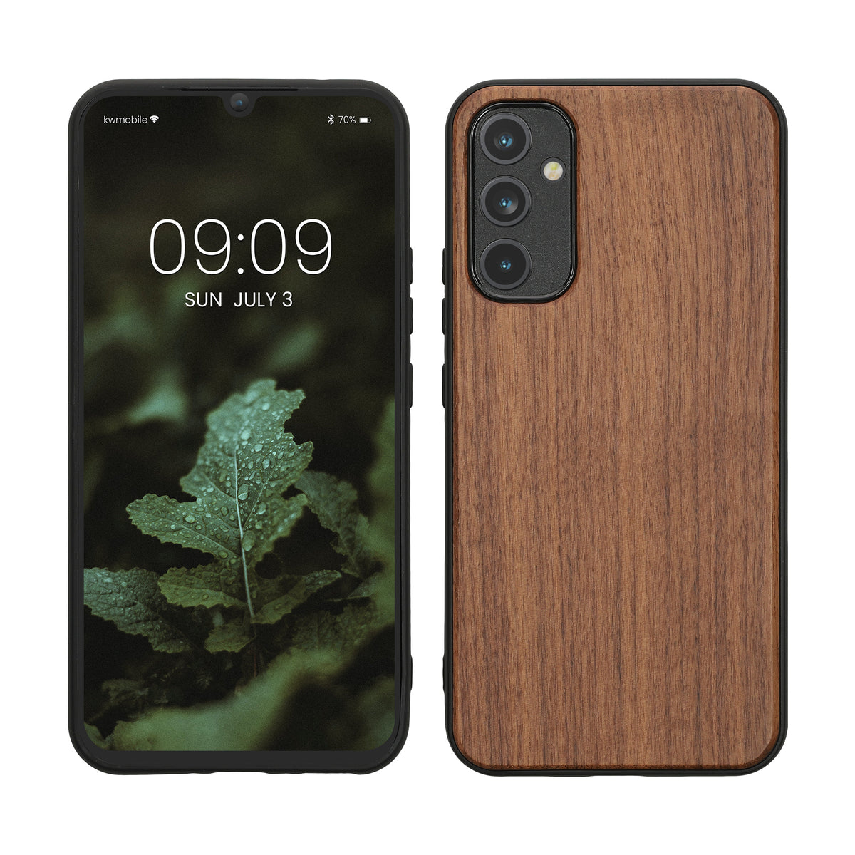 Samsung Galaxy A34 5G stoßfestes Hardcase mit TPU Bumper Holz Walnuss