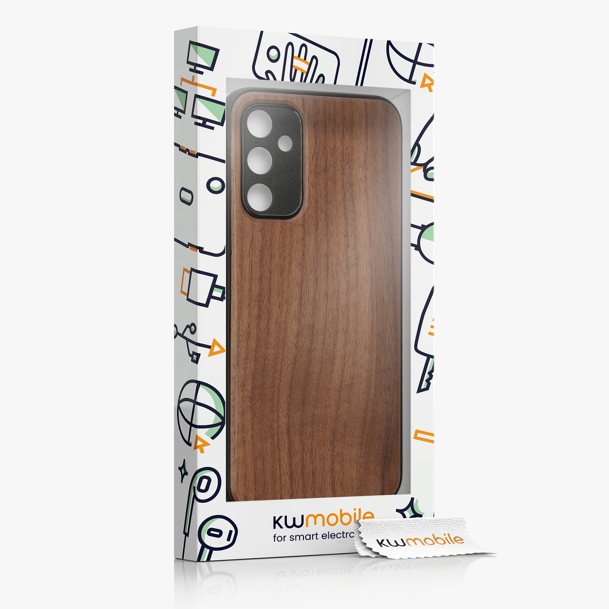 Samsung Galaxy A14 5G stoßfestes Hardcase mit TPU Bumper Holz Walnuss