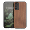 Samsung Galaxy A14 5G stoßfestes Hardcase mit TPU Bumper Holz Walnuss