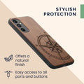 Samsung Galaxy A34 5G stoßfestes Hardcase mit TPU Bumper Holz Kompass