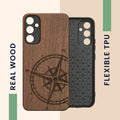 Samsung Galaxy A34 5G stoßfestes Hardcase mit TPU Bumper Holz Kompass