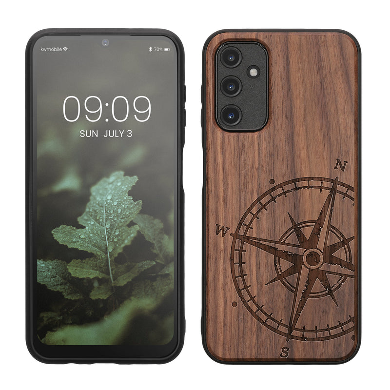 Samsung Galaxy A14 5G stoßfestes Hardcase mit TPU Bumper Holz Kompass