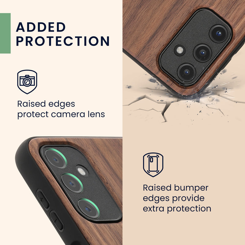 Samsung Galaxy A14 5G stoßfestes Hardcase mit TPU Bumper Holz Kompass