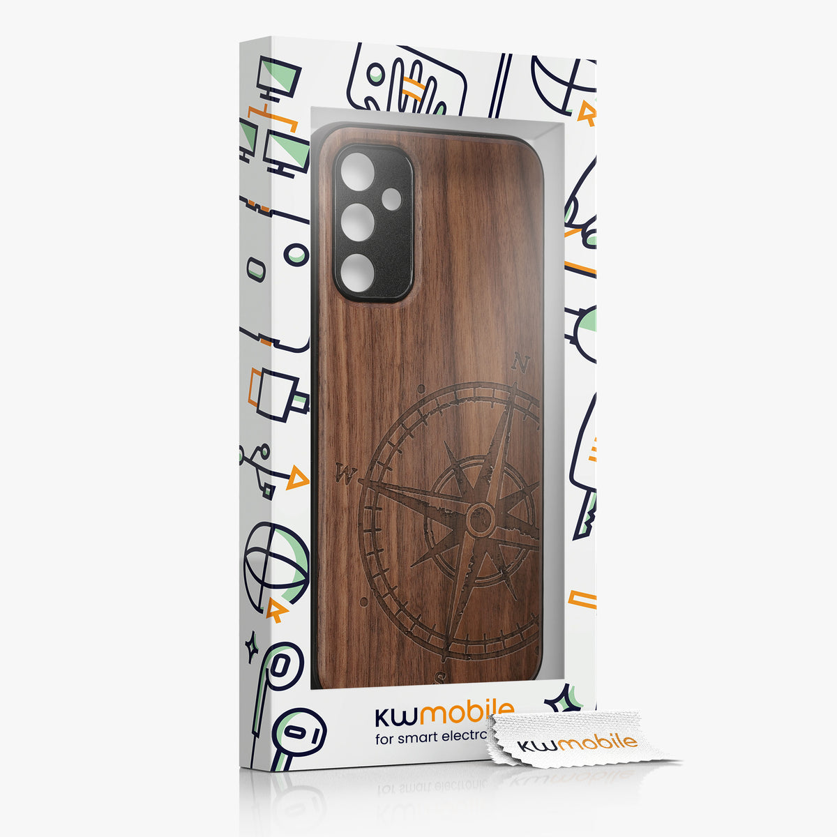 Samsung Galaxy A14 5G stoßfestes Hardcase mit TPU Bumper Holz Kompass