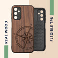 Samsung Galaxy A14 5G stoßfestes Hardcase mit TPU Bumper Holz Kompass