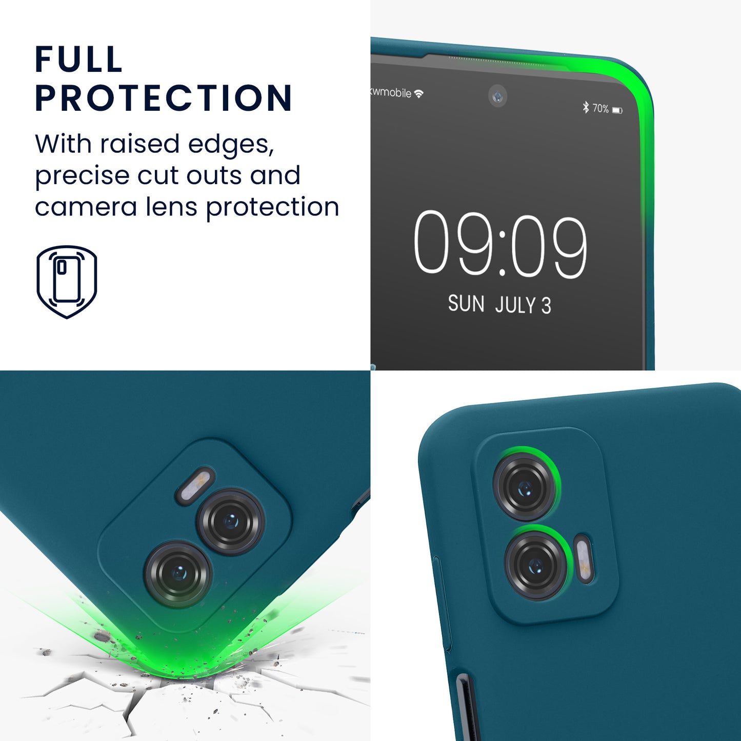 Gummierte Silikon Hülle mit Kameraschutz für Motorola Moto G73 5G in Petrol