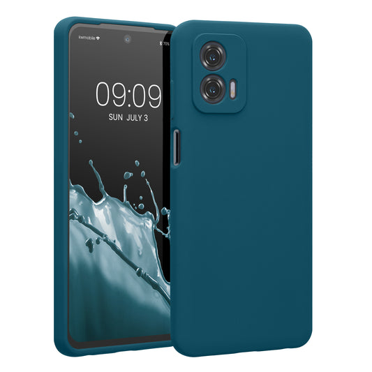 Gummierte Silikon Hülle mit Kameraschutz für Motorola Moto G73 5G in Petrol