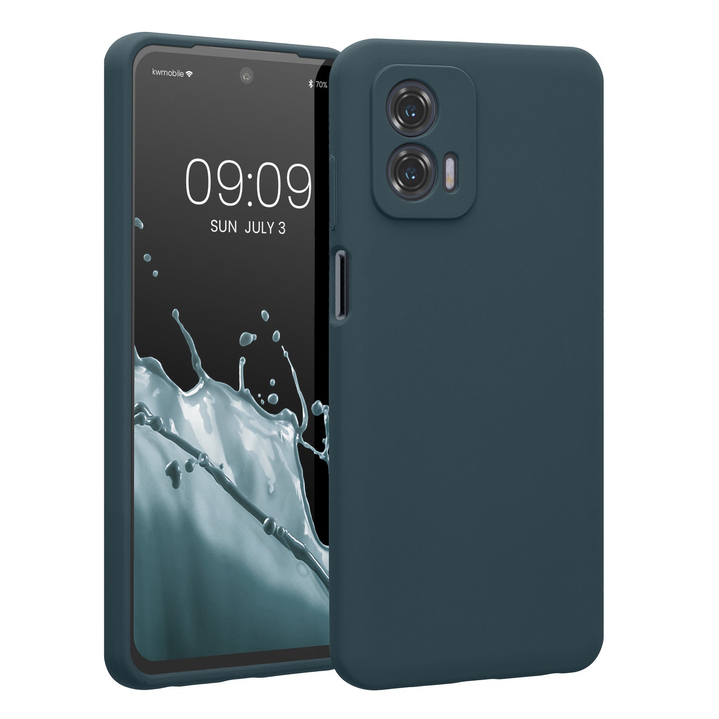 Gummierte Silikon Hülle mit Kameraschutz für Motorola Moto G73 5G in Petrol