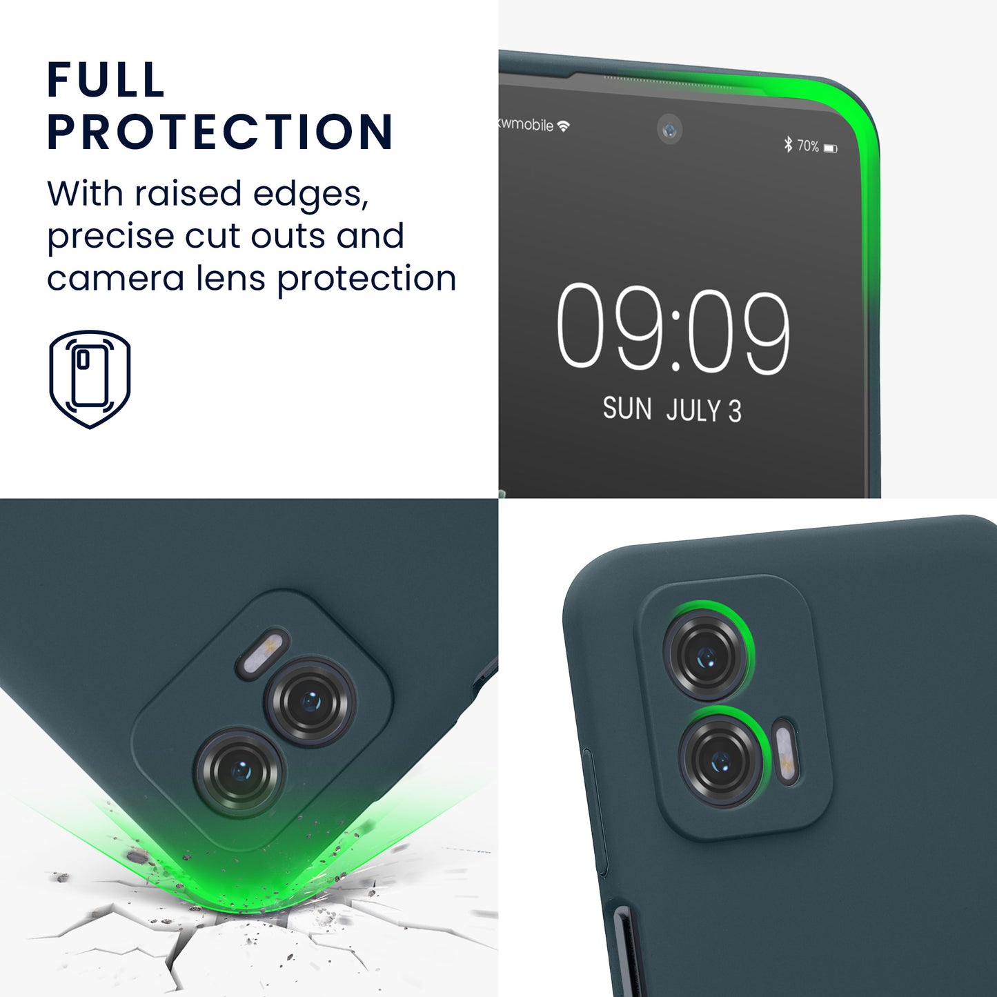 Gummierte Silikon Hülle mit Kameraschutz für Motorola Moto G73 5G in Petrol