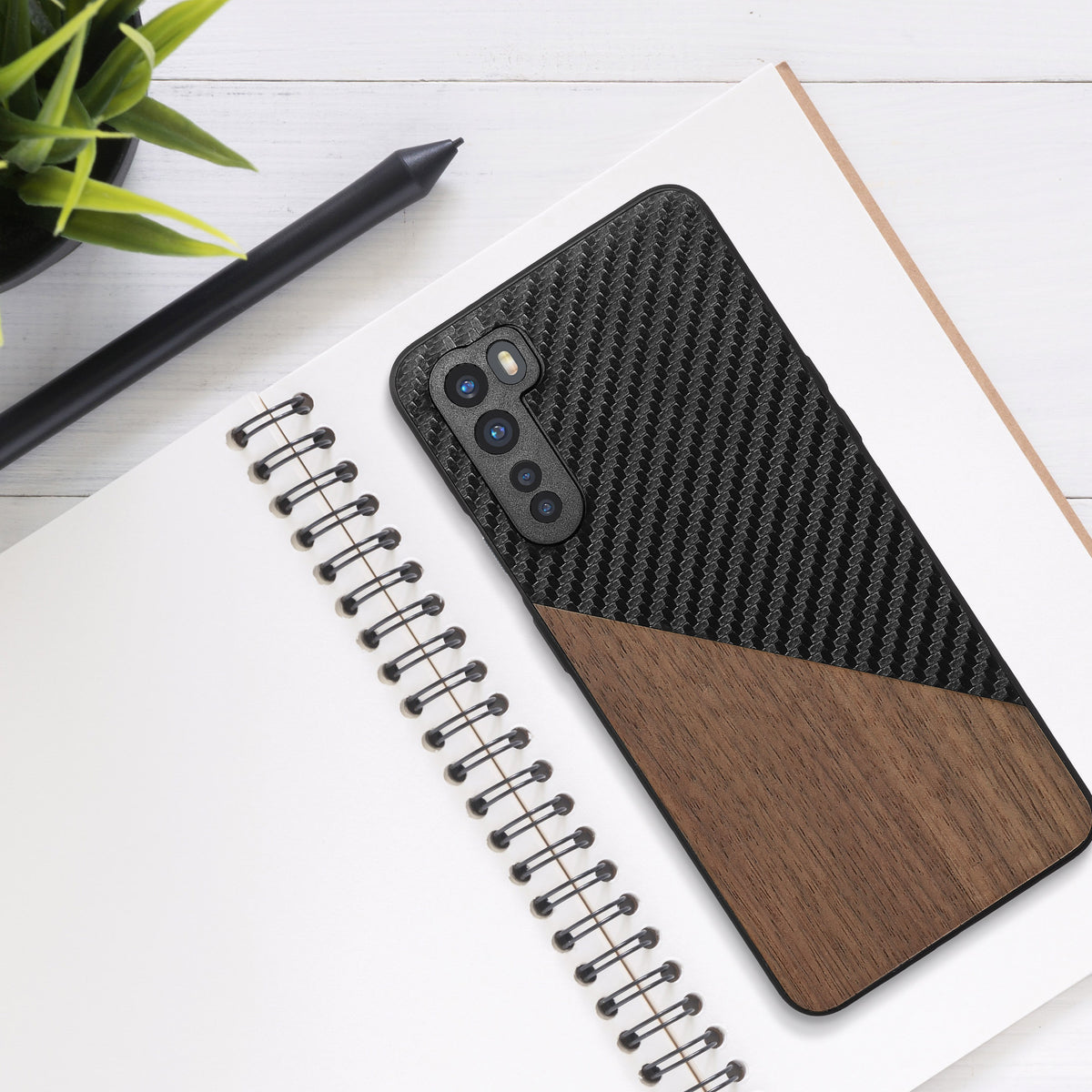 OnePlus Nord Holz Handyhülle Carbon